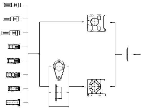 نقشه ورودی موتور گیربکس حلزونی هلیکال فلندر
